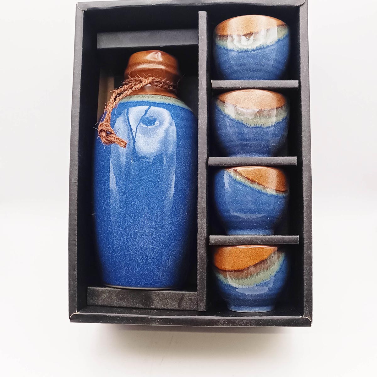 Ensemble sake bleu brun 500ml